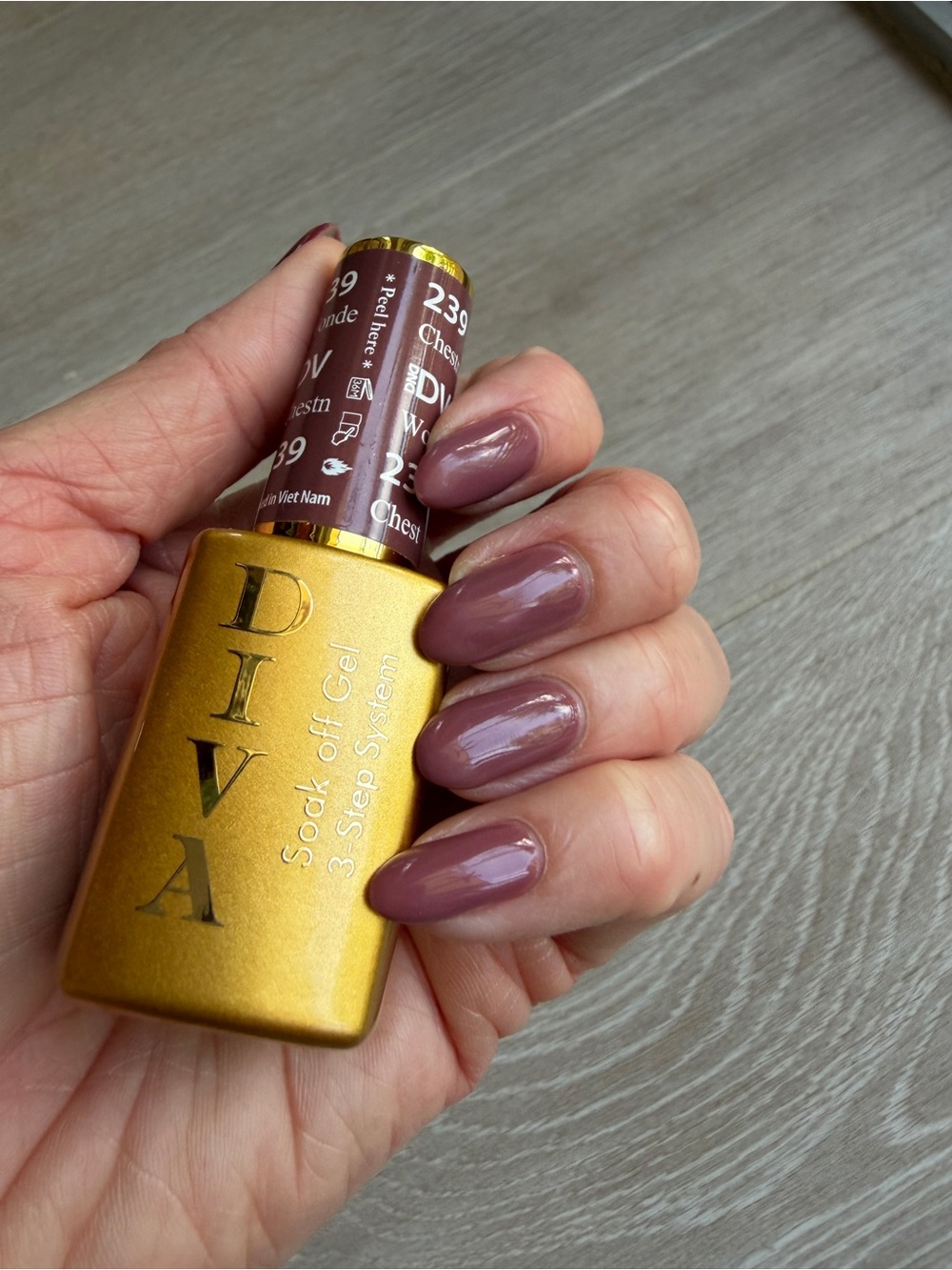 Diva Gel Nail Polish Bottle in Chestnut Mauve